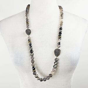 Silpada Ode To Geode Agate Druzy Hematite Necklace  32 inch